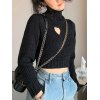 Cutout Heart Turtleneck Cropped Sweater