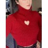 Cutout Heart Turtleneck Cropped Sweater