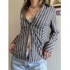Striped Long Sleeve Button Blouse