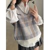 Vintage Checkered V Neck Sweater Vest