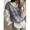 Vintage Checkered V Neck Sweater Vest
