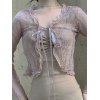 Tie Front Lace Crop Cardigan