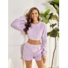 Teddy Solid Crop Top & Shorts Lounge Set