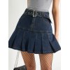 Buckle Belted Pleated Mini Skirt