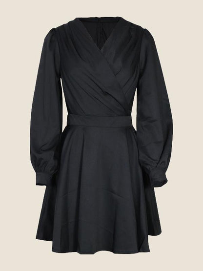V neck Solid Elegant Dress