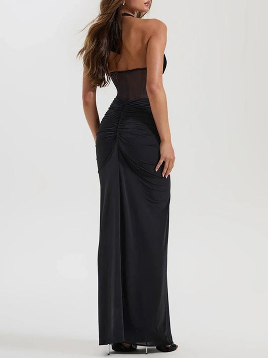 Valencia Halter Ruched Maxi Dress