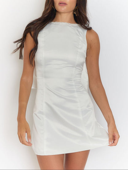 Vivian Pearl Bow Backless Mini Dress