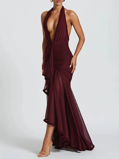 Viviana Halter Ruched Maxi Dress