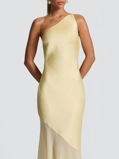 Vivienne One-Shoulder Mesh Maxi Dress
