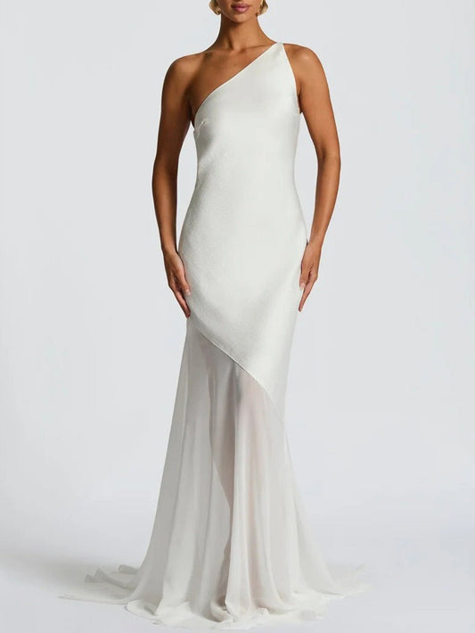 Vivienne One-Shoulder Mesh Maxi Dress
