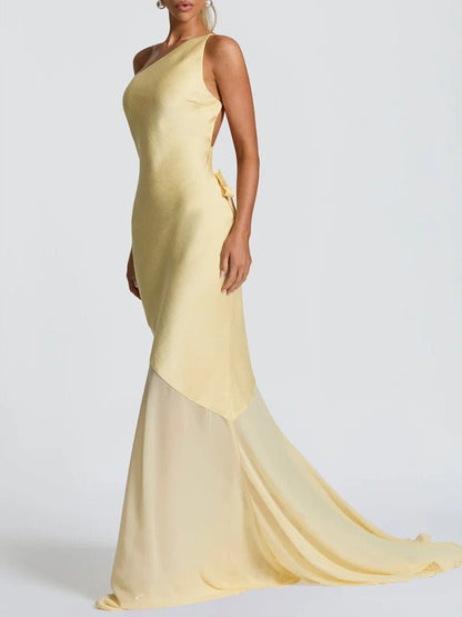 Vivienne One-Shoulder Mesh Maxi Dress