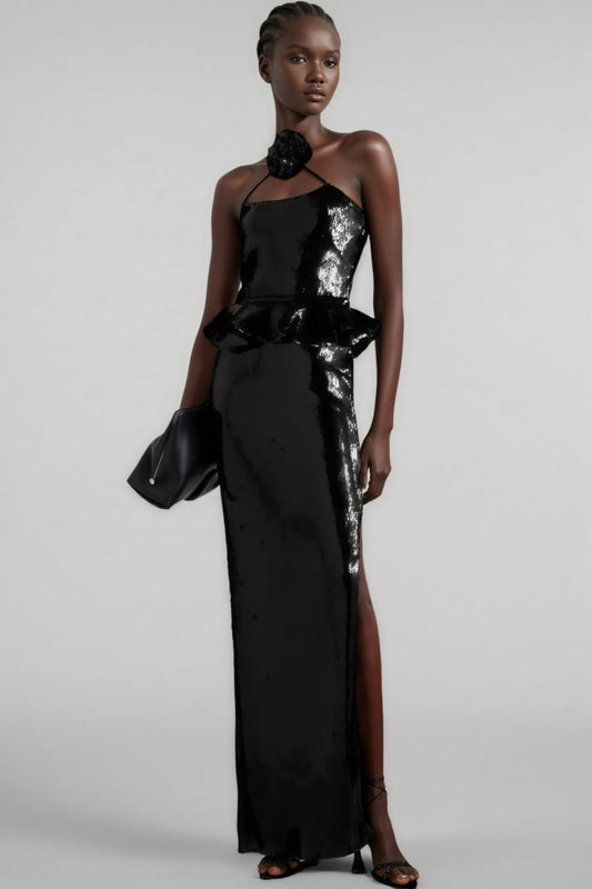 Hadley Sequined Tulle Puff Maxi Dress