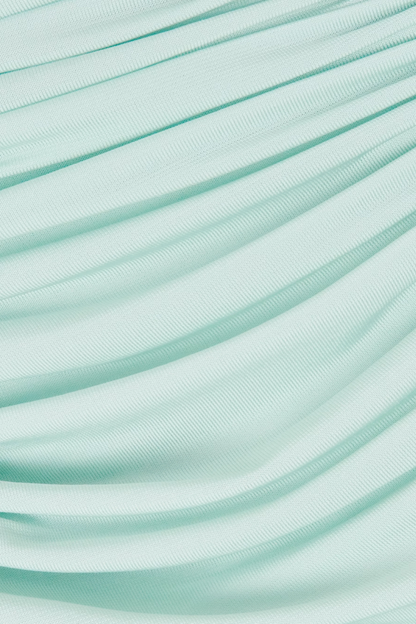 Gini Fitted Half-High Neck Pleated Maxi Dress