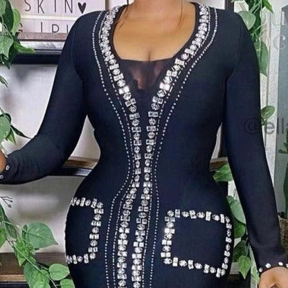 Zelia Embellished Long Sleeves Mini Dress