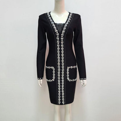 Zelia Embellished Long Sleeves Mini Dress