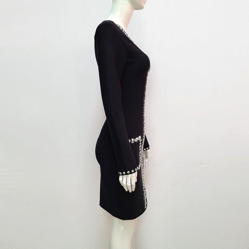 Zelia Embellished Long Sleeves Mini Dress